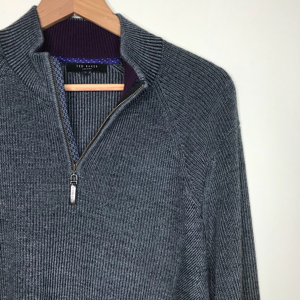Ted Baker Sz 5 (M/L)Wool Blend Quarter Zip Sweater